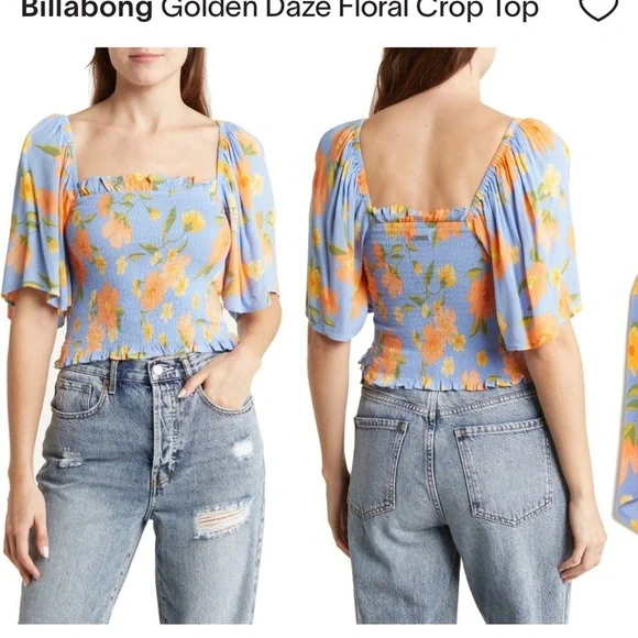 Billabong Golden Daze Floral Crop Top size small - Picture 2 of 7